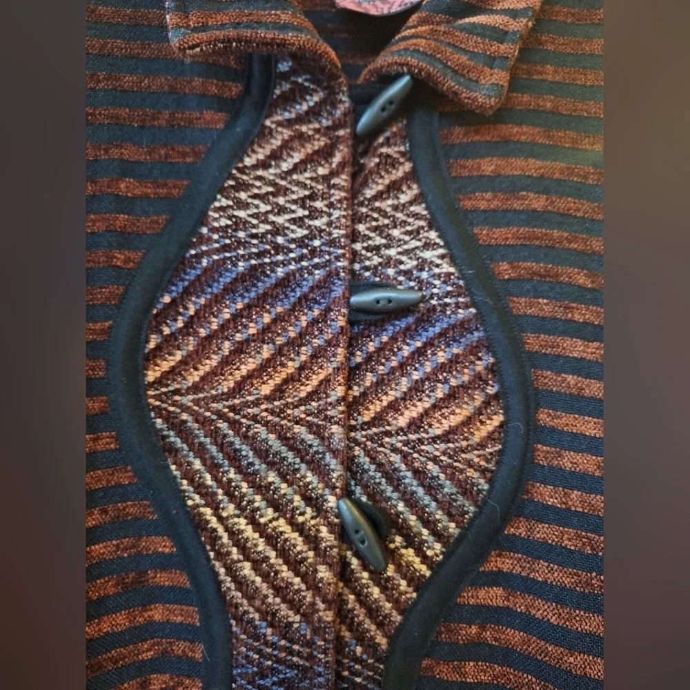 Patricia Palson Chenille Sweater Jacket Toggle Art To Wear Multicolored Womens M